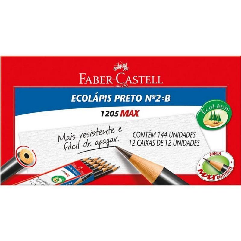 LAPIS PRETO N.2 MAX REDONDO FABER-CASTELL - REF. 1205M/144 - CAIXA COM 144 UNIDADES