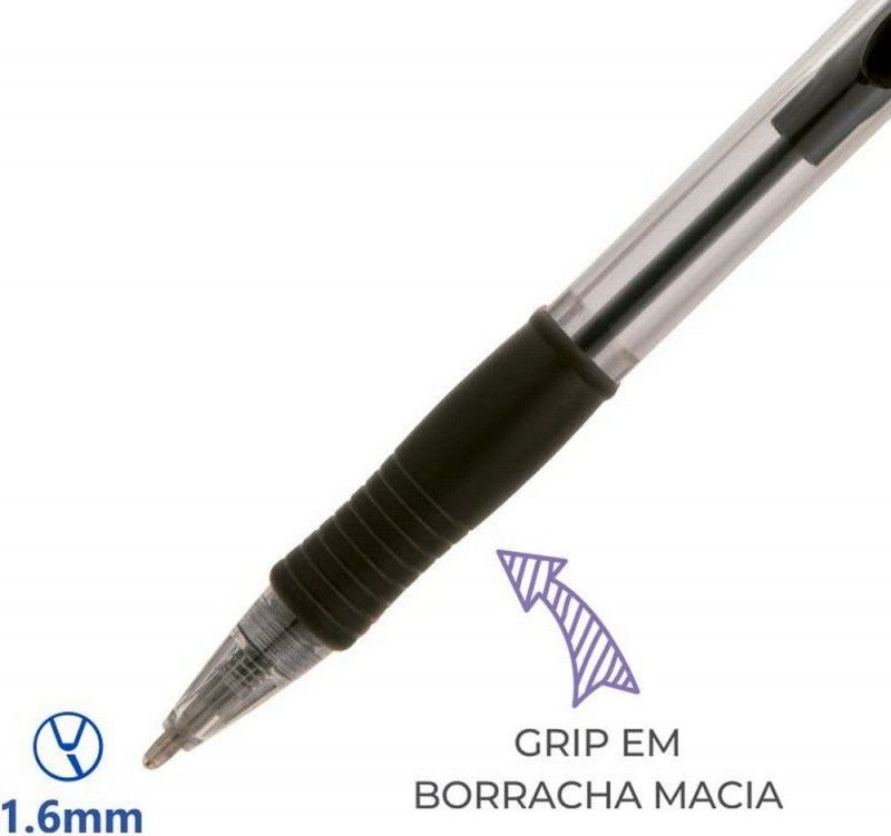 CANETA ESFEROGRAFICA 1.6 SUPER GRIP PRETO - REF. BPGP-10R - CAIXA COM 12 UNIDADES