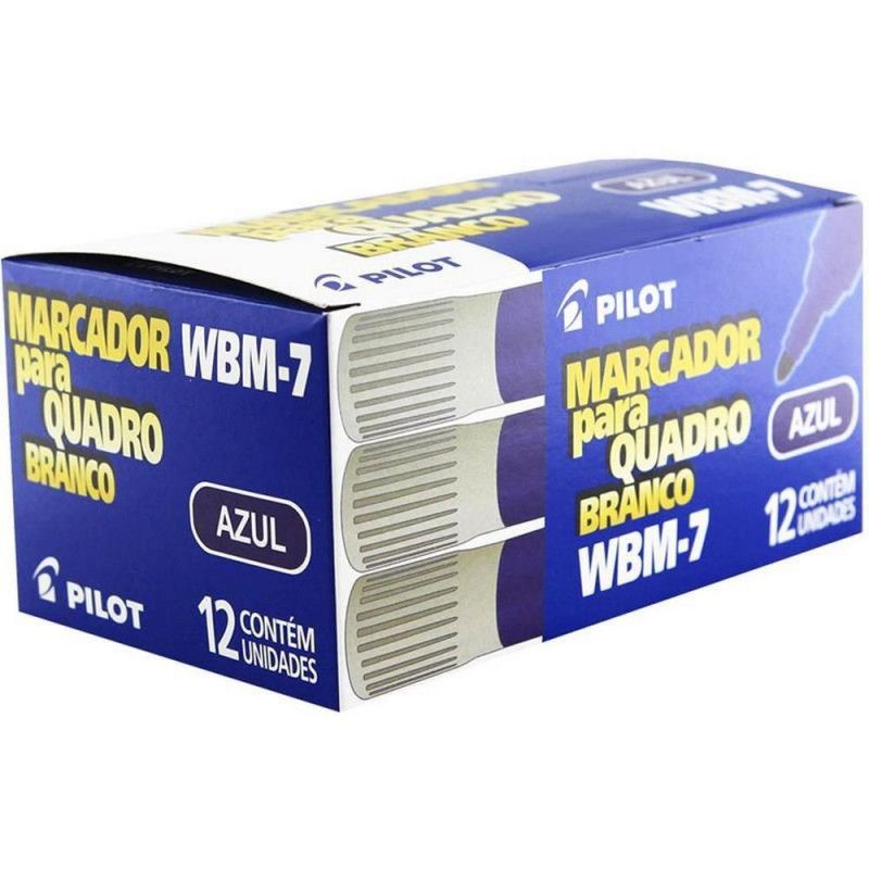 PINCEL QUADRO BRANCO AZUL PILOT - REF WBM-7 - 1 CAIXA COM 12 UNIDADES