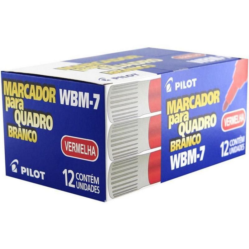 PINCEL QUADRO BRANCO VERMELHO PILOT - REF WBM-7 - 1 CAIXA COM 12 UNIDADES