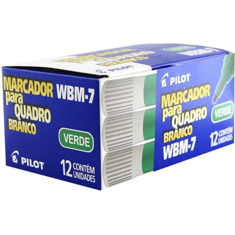 PINCEL QUADRO BRANCO VERDE PILOT - REF WBM-7 - 1 CAIXA COM 12 UNIDADES
