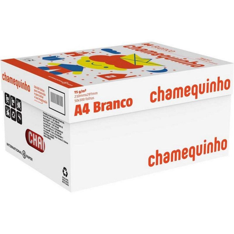 PAPEL SULFITE A4 100 FOLHAS CHAMEQUINHO  - REF. 147 BCO - CAIXA MASTER COM 50 UNIDADES