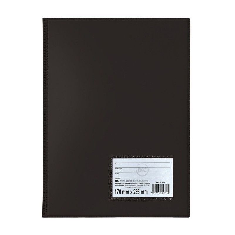 PASTA CATALOGO 1/4 30 ENVELOPES PRETO 1026 - REF. 1026PR - 1 UNIDADE