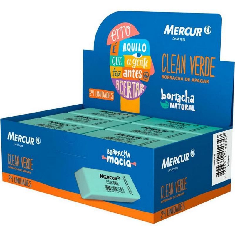 BORRACHA CLEAN VERDE MERCUR - REF. 1028 - CAIXA COM 24 UNIDADES