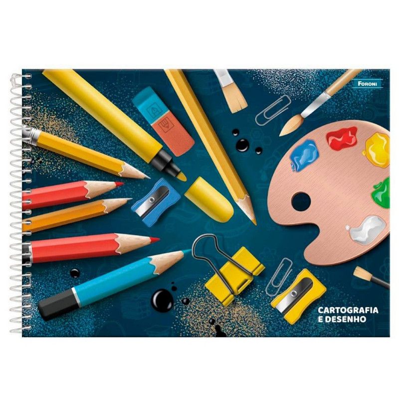 CADERNO CARTOGRAFIA CAPA DURA 96 FOLHAS 8918 FORONI - REF. 8918 - PACOTE COM 5 UNIDADES