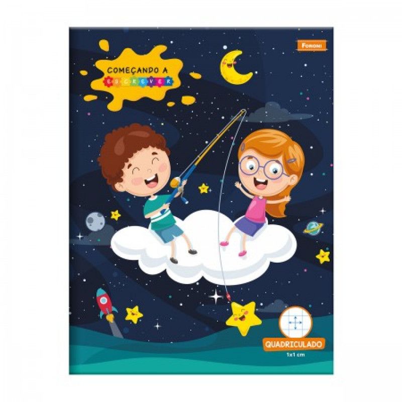 CADERNO QUADRICULADO CAPA DURA 40 FOLHAS COMECANDO A ESCREVER - REF. 8892 - CAIXA COM 10 UNIDADES