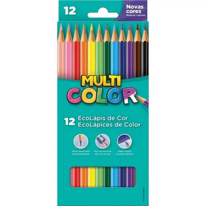 LAPIS 12 CORES MULTICOLOR 111200 FABER-CASTELL - PACOTE COM 12 UNIDADES