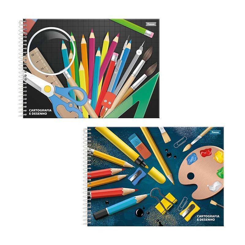 CADERNO CARTOGRAFIRA CAPA DURA 48 FOLHAS 8917 FORONI - REF. 8917 - CAIXA COM 10 UNIDADES