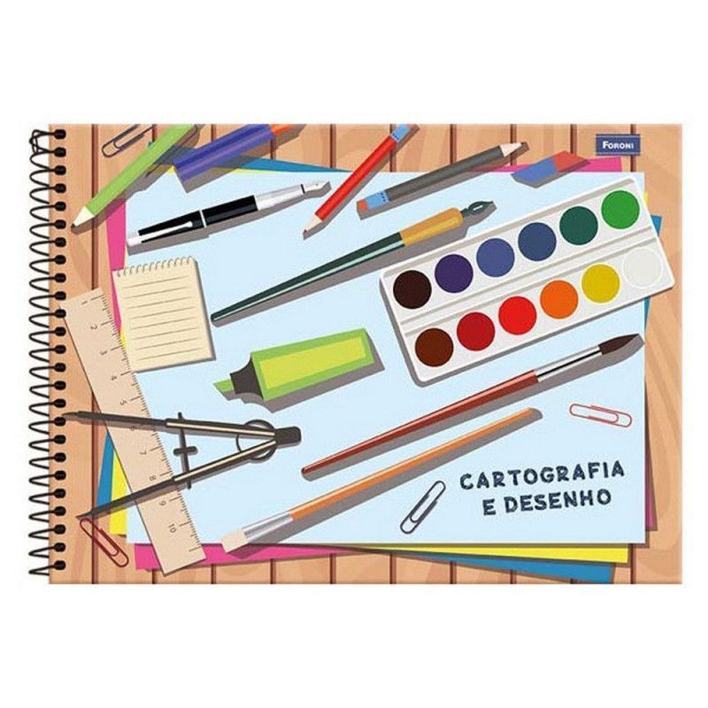 CADERNO CARTOGRAFIRA CAPA DURA 48 FOLHAS 8917 FORONI - REF. 8917 - CAIXA COM 10 UNIDADES