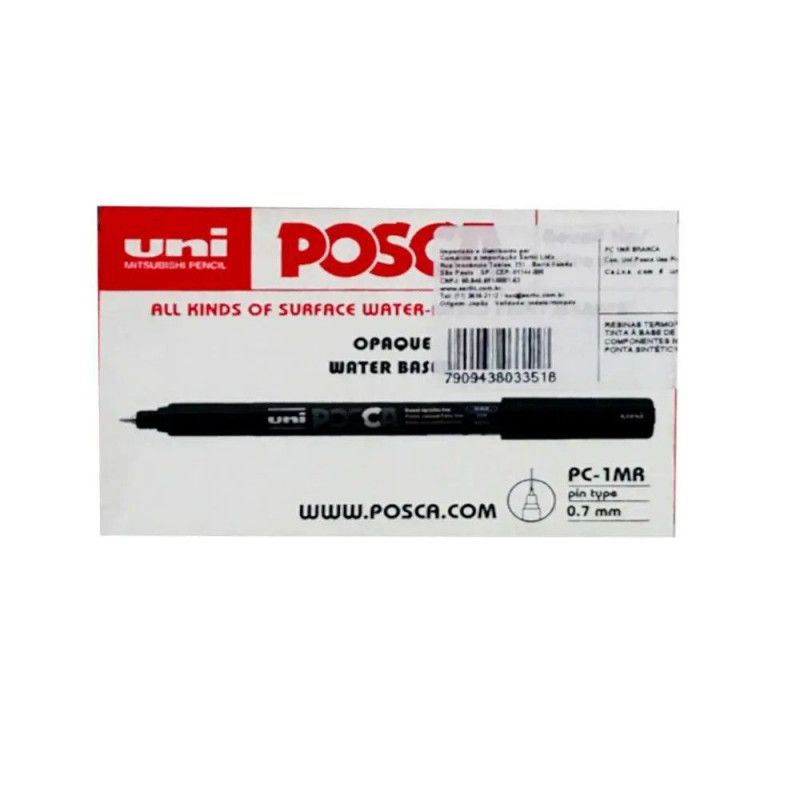 CANETA 0.7MM UNI POSCA BRANCO - REF. PC-1MR - CAIXA COM 6 UNIDADES