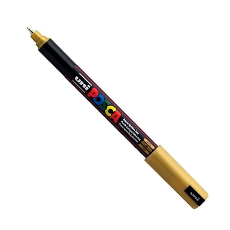 CANETA 0.7MM UNI POSCA PC-1MR METALICA OURO - REF. PC-1MR - CAIXA COM 12 UNIDADES
