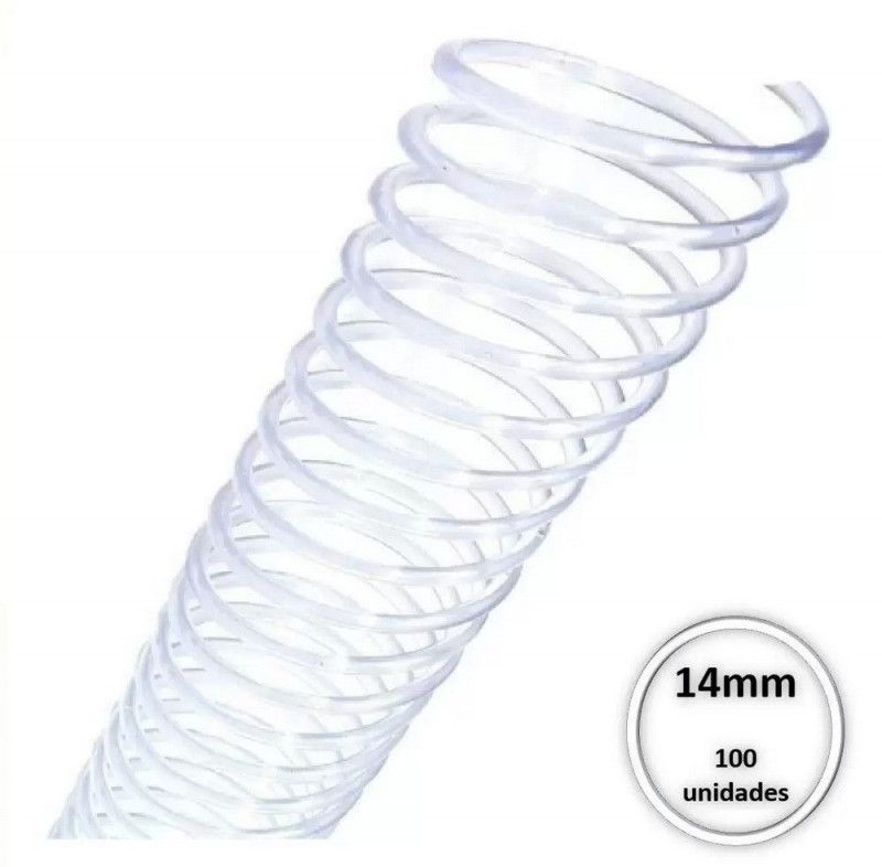 ESPIRAL 14 MM TRANSPARENTE 85 FOLHAS - CAIXA COM 100 UNIDADES