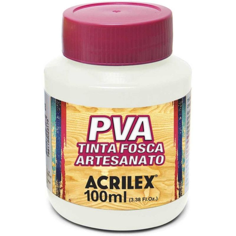 TINTA PVA 100ML FOSCA PARA ARTESANATO BRANCO - REF. 519 - 1 UNIDADE