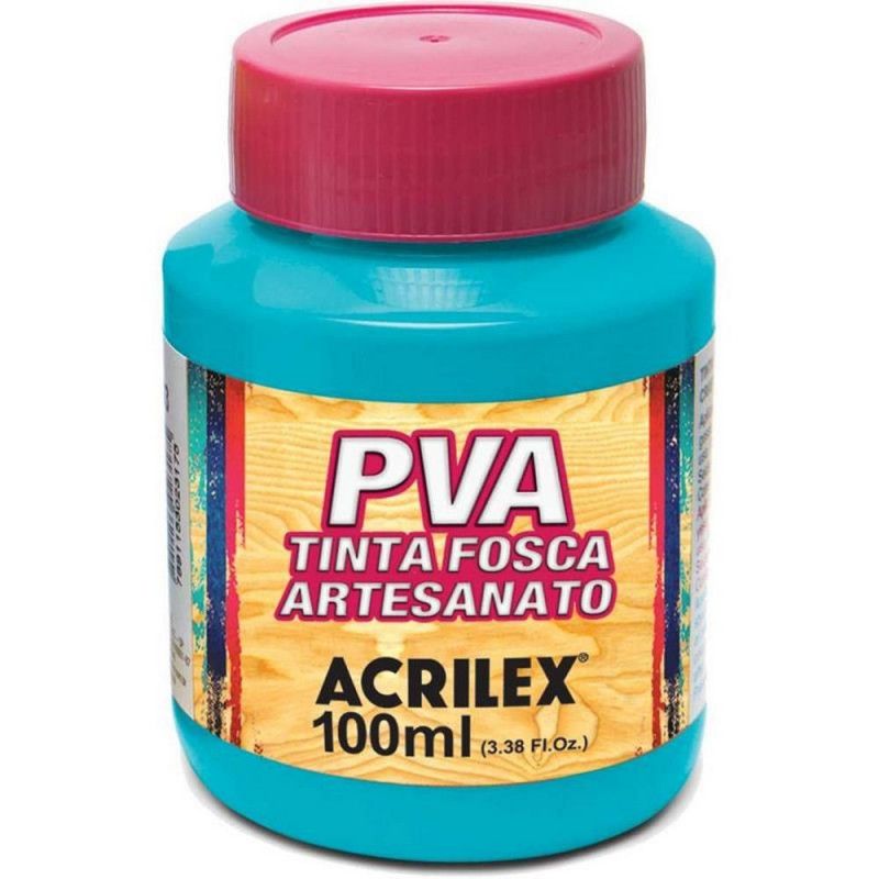 TINTA PVA 100ML FOSCA PARA ARTESANATO AZUL TURQUESA - REF. 501 - PACOTE COM 6 UNIDADES