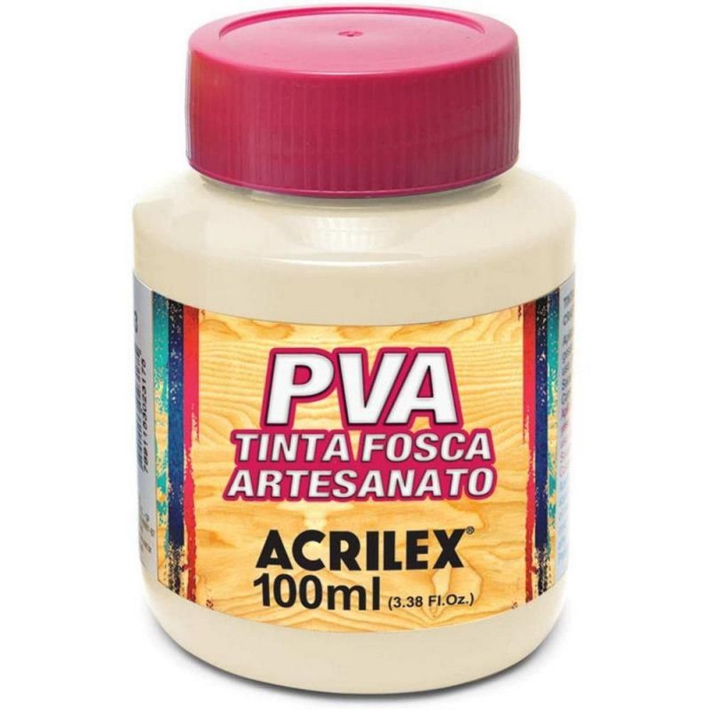 TINTA PVA 100ML FOSCA PARA ARTESANATO MARFIM - REF. 529 - PACOTE COM 6 UNIDADES