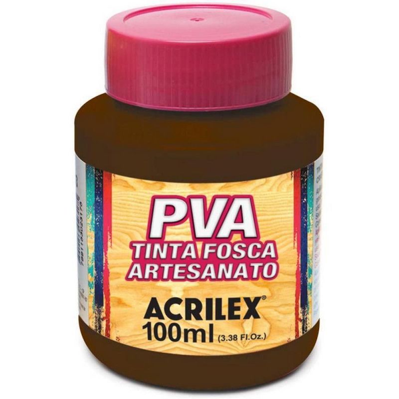 TINTA PVA 100ML FOSCA PARA ARTESANATO MARROM ESCURO - REF. 526 - PACOTE COM 6 UNIDADES