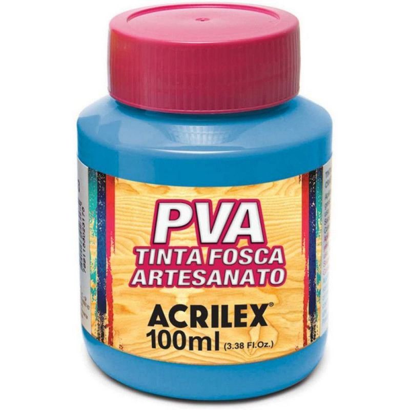 TINTA PVA 100ML FOSCA PARA ARTESANATO AZUL CELESTE - REF. 503 - PACOTE COM 6 UNIDADES