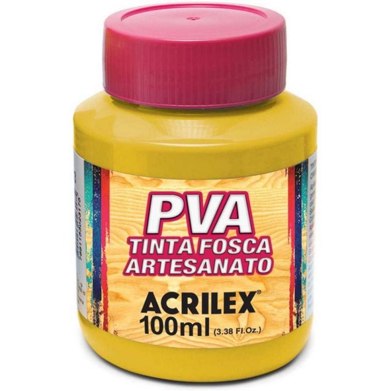 TINTA PVA 100ML FOSCA PARA ARTESANATO AMARELO OURO - REF. 505 - PACOTE COM 6 UNIDADES
