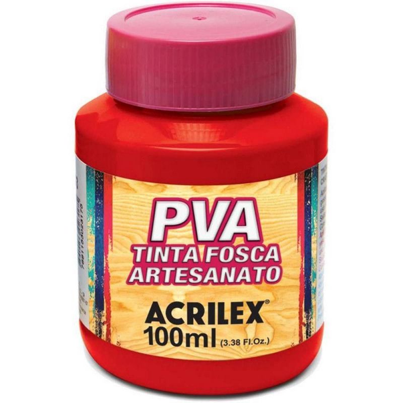 TINTA PVA 100ML FOSCA PARA ARTESANATO VERMELHO ESCARLATE - REF. 508 - PACOTE COM 6 UNIDADES