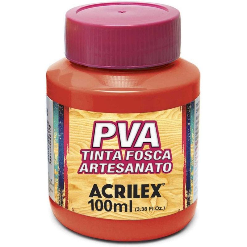 TINTA PVA 100ML FOSCA PARA ARTESANATO VERMELHO FOGO - REF. 507 - 1 UNIDADE