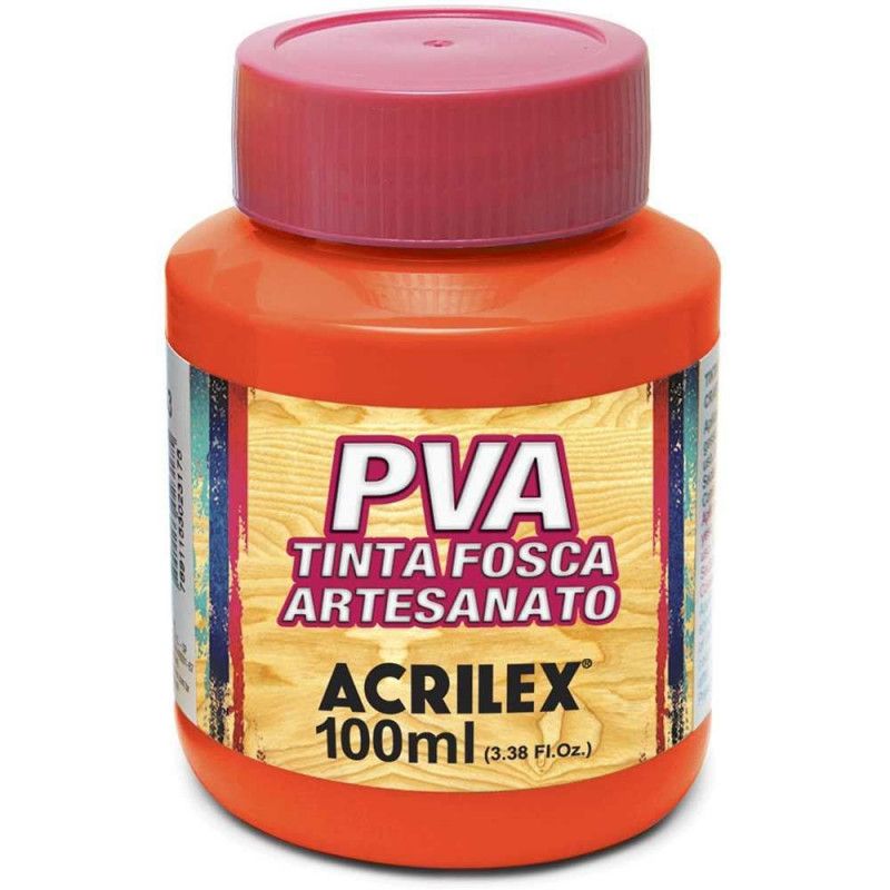 TINTA PVA 100ML FOSCA PARA ARTESANATO LARANJA - REF. 517 - 1 UNIDADE