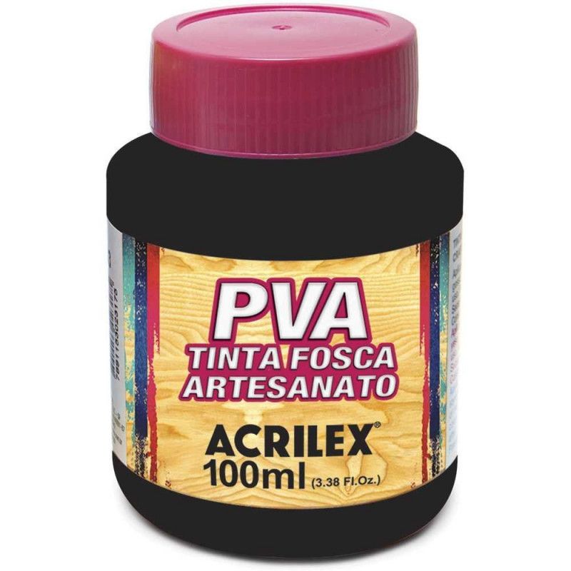 TINTA PVA 100ML FOSCA PARA ARTESANATO PRETO - REF. 520 - 1 UNIDADE