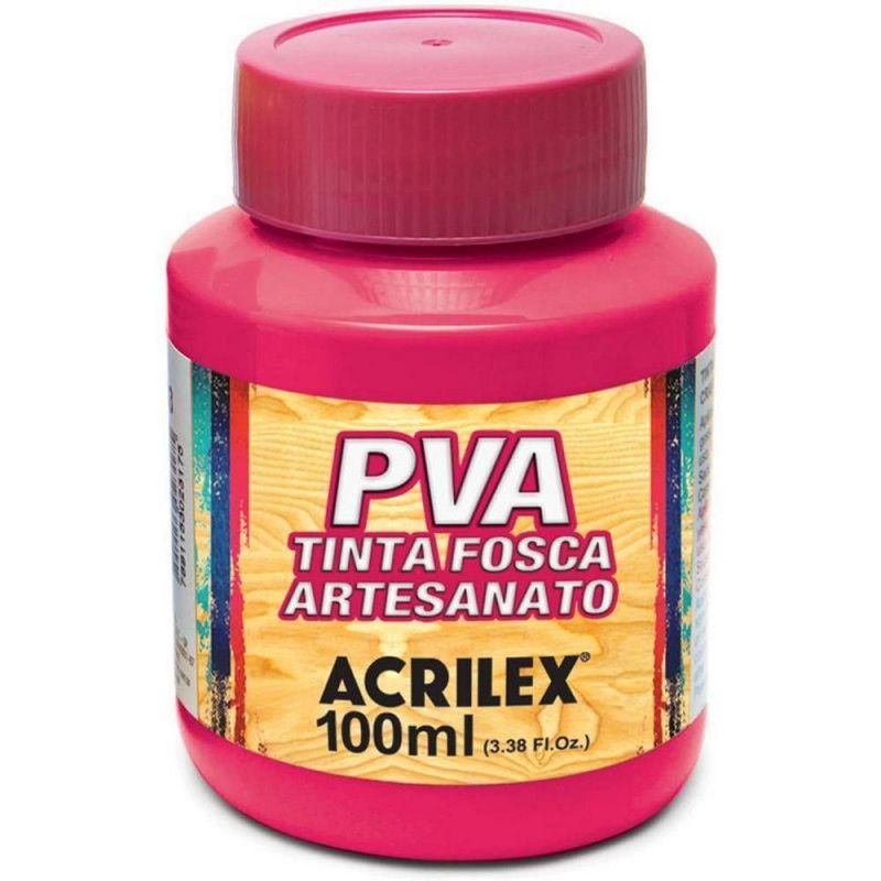 TINTA PVA 100ML FOSCA PARA ARTESANATO ROSA ESCURO - REF. 542 - PACOTE COM 6 UNIDADES