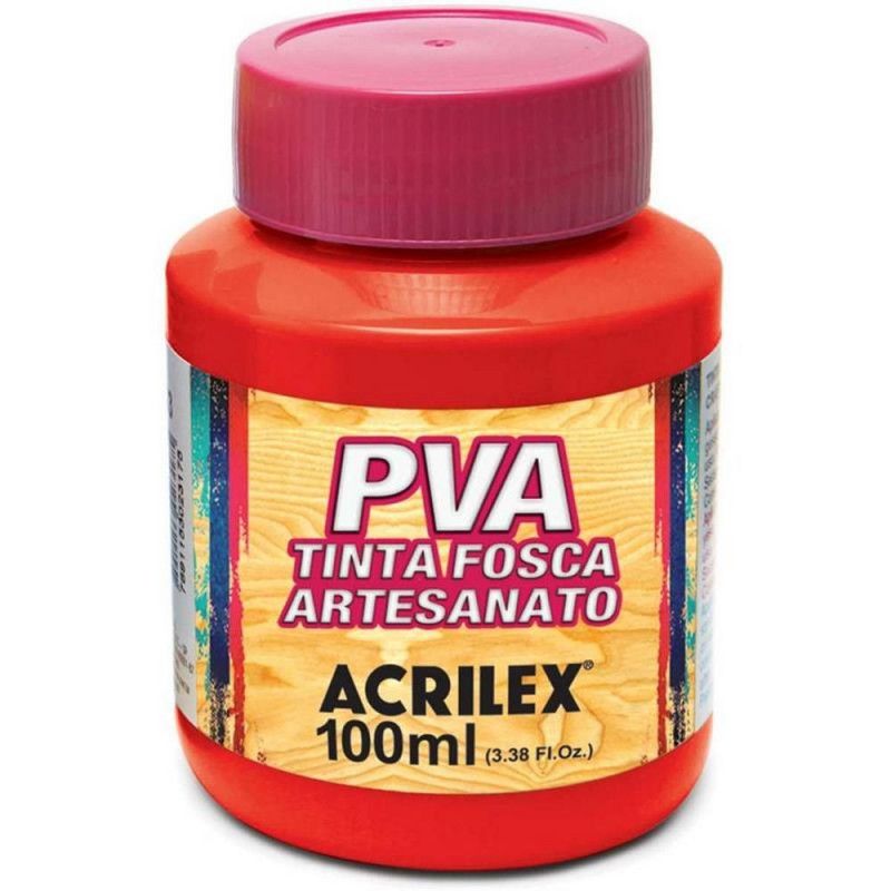 TINTA PVA 100ML FOSCA PARA ARTESANATO VERMELHO VIVO - REF. 541 - PACOTE COM 6 UNIDADES