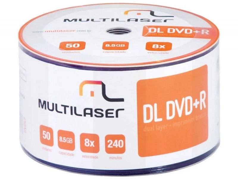 DVD+R 8.5 GB DUAL LAYER PINO PRINTABLE - REF. DV047 - CAIXA COM 50 UNIDADES