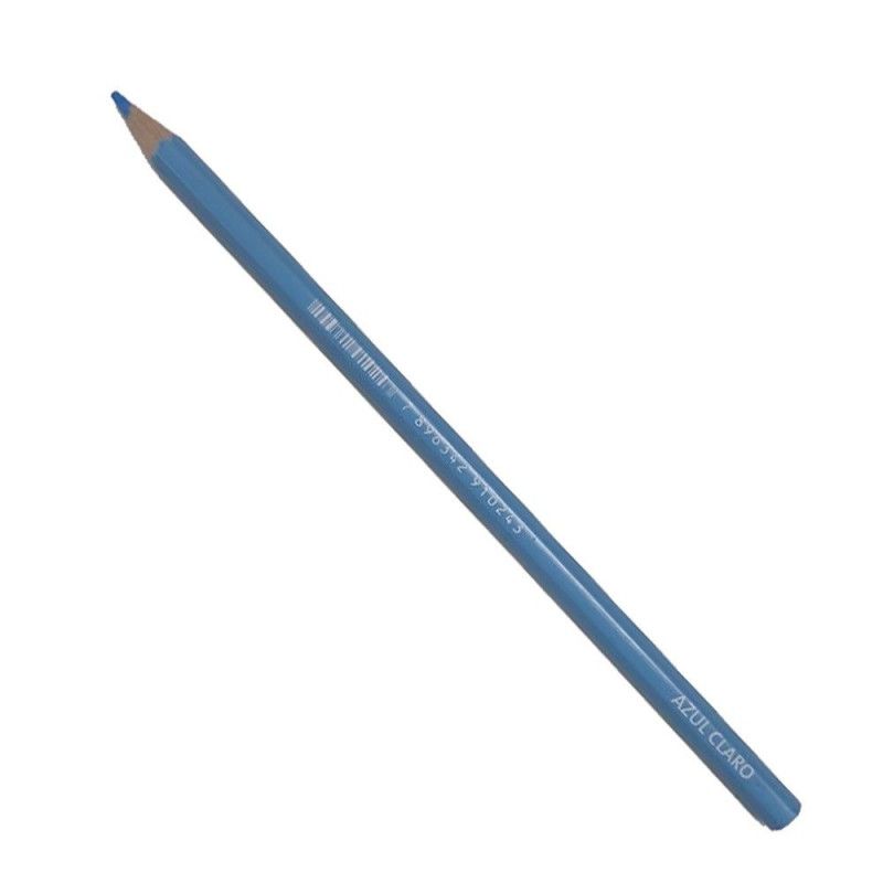 LAPIS DE COR AVULSO HEXAGONAL AZUL CLARO MERCUR - CAIXA COM 24 UNIDADES