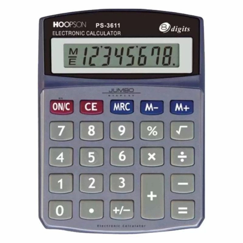 CALCULADORA 8 DIGITOS BATERIA 12,5CM HOOPSON - REF. PS-3611 - 1 UNIDADE
