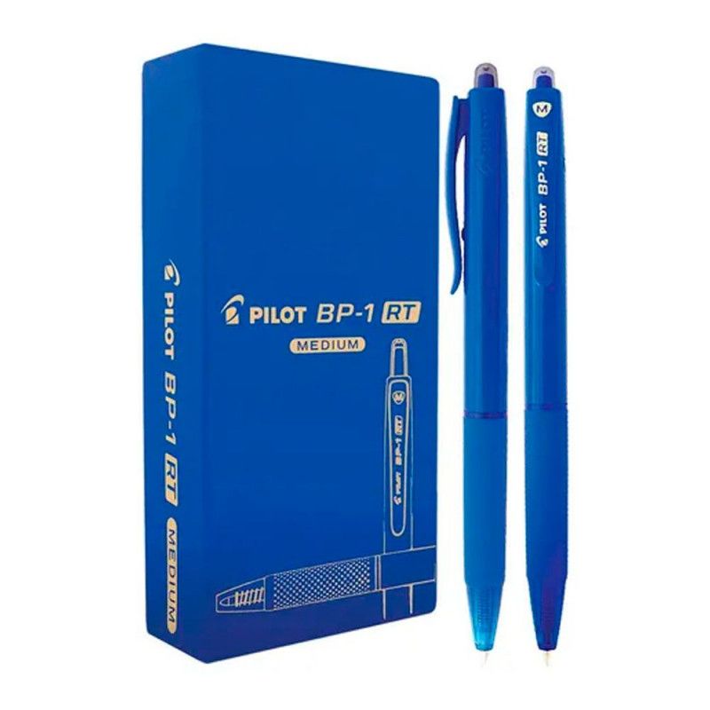 CANETA ESFEROGRAFICA 1.0 RETRATIL BP-1 RT MD AZUL - REF. BP-1 RT - CAIXA COM 12 UNIDADES