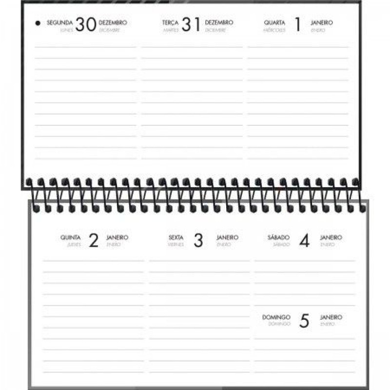 AGENDA ESPIRAL SPOT SEMANAL BOLSO M2 TILIBRA 2026 - REF. 141887 - PACOTE COM 5 UNIDADES SORTIDAS