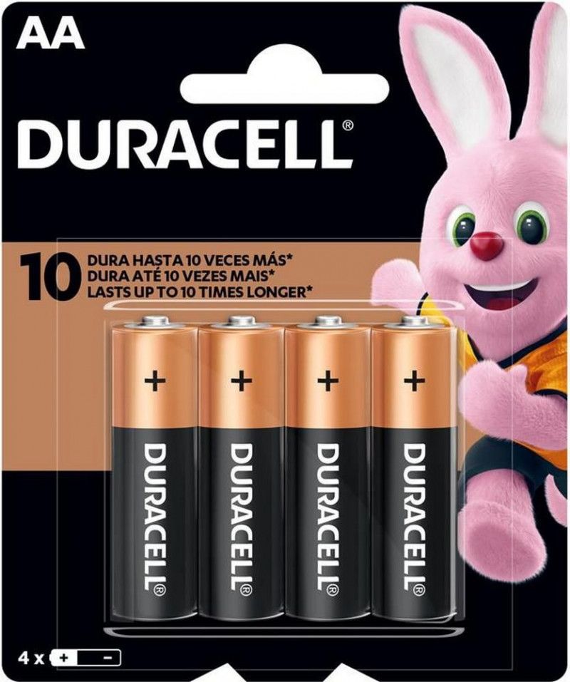PILHA PEQUENA AA COM 4 ALCALINA DURACELL - 1 UNIDADE