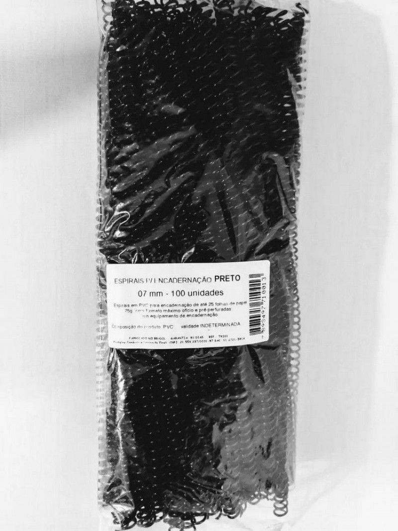 ESPIRAL 07 MM PRETO 25 FOLHAS - CAIXA COM 100 UNIDADES