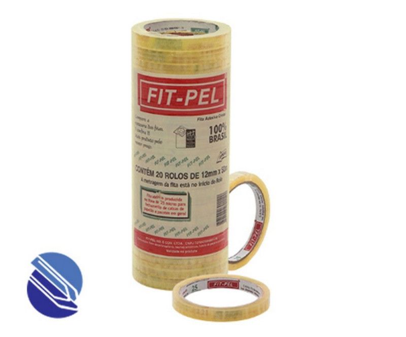FITA ADESIVA TRANSPARENTE 12MMX50M FIT PEL - REF. 1250 - PACOTE COM 20 UNIDADES