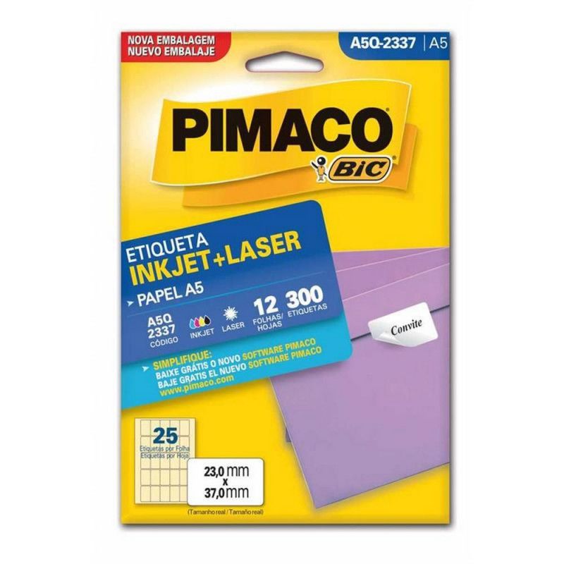 ETIQUETA A5Q-2337 12 FOLHAS PIMACO - REF. A5Q-2337 - 1 UNIDADE