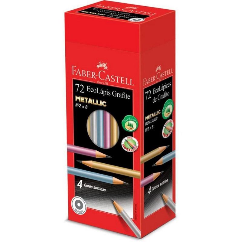 LAPIS PRETO N.2 METALLIC FABER-CASTELL - REF. 1210MET - CAIXA COM 72 UNIDADES
