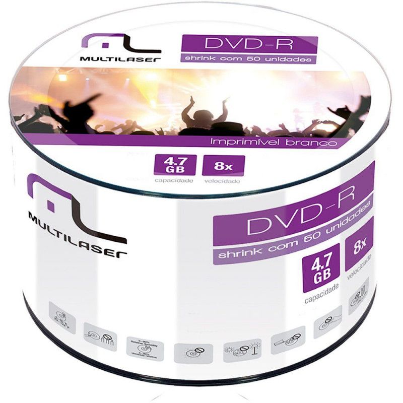 DVD-R 4.7 GB SHRINK  PRINTABLE - REF. DV052 - 1 CAIXA COM 50 UNIDADES