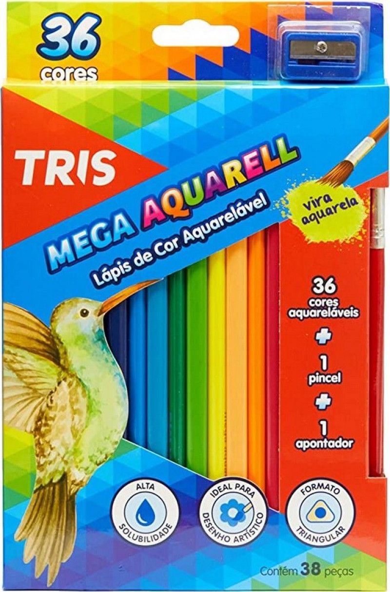 LAPIS 36 CORES AQUARELA + PINCEL+ APONTADOR TRIS - REF. 682631 - 1 UNIDADE