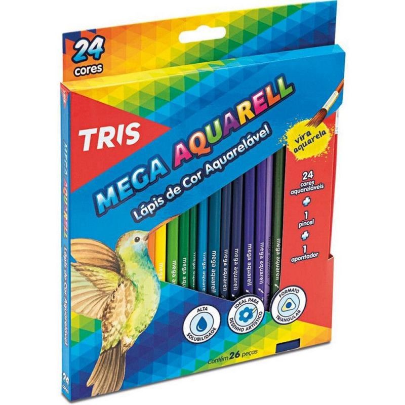 LAPIS 24 CORES AQUARELA + PINCEL + APONTADOR TRIS - REF. 682037 - 1 UNIDADE