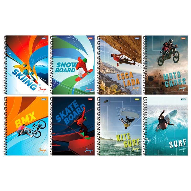 CADERNO 15 MATERIAS CAPA DURA 300 FOLHAS JUMP FORONI - REF. 8003 - PACOTE COM 2 UNIDADES