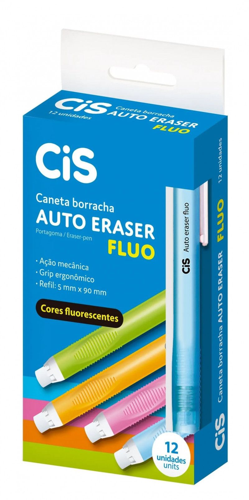 BORRACHA CANETA ERASER FLUORESCENTE CIS - REF.270.2005 - CAIXA COM 12 UNIDADES