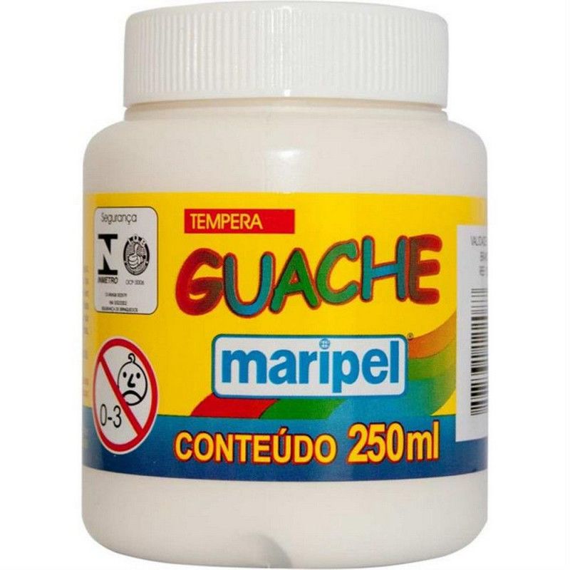 TINTA GUACHE 250ML BRANCO MARIPEL - REF. 7250 - CAIXA COM 6 UNIDADES