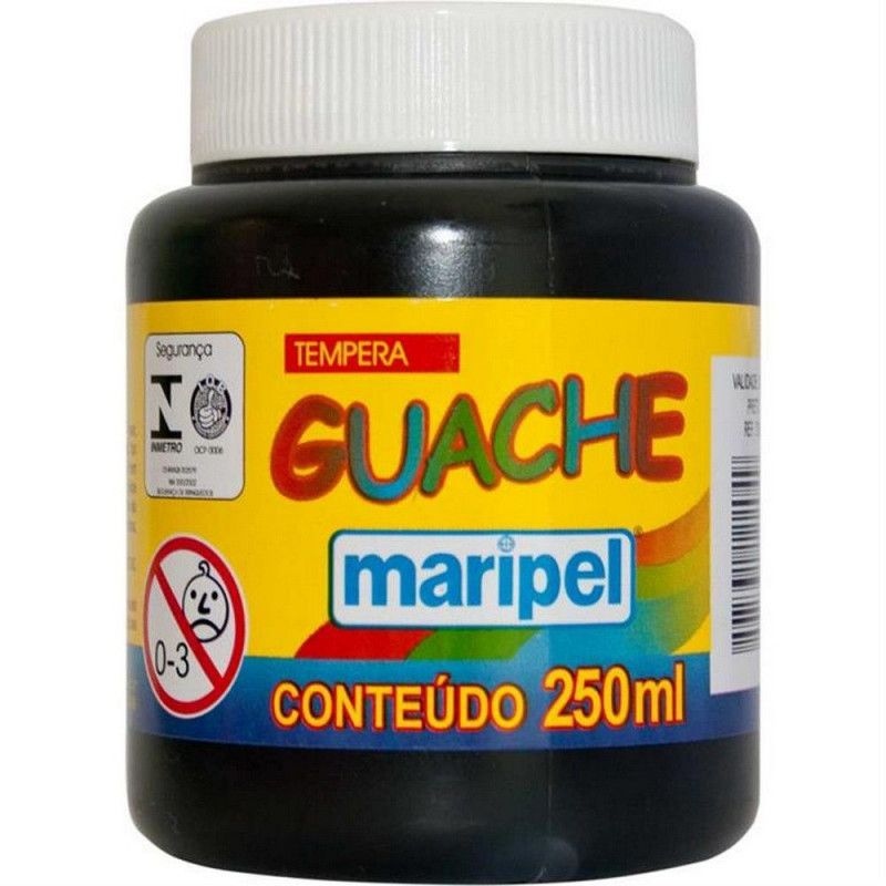 TINTA GUACHE 250ML PRETO MARIPEL - REF. 7254 - 1 UNIDADE