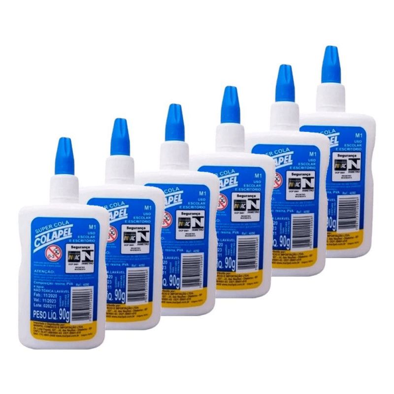 COLA BRANCA 90G COLAPEL MARIPEL - REF. 4090 / 4091 - PACOTE COM 6 UNIDADES