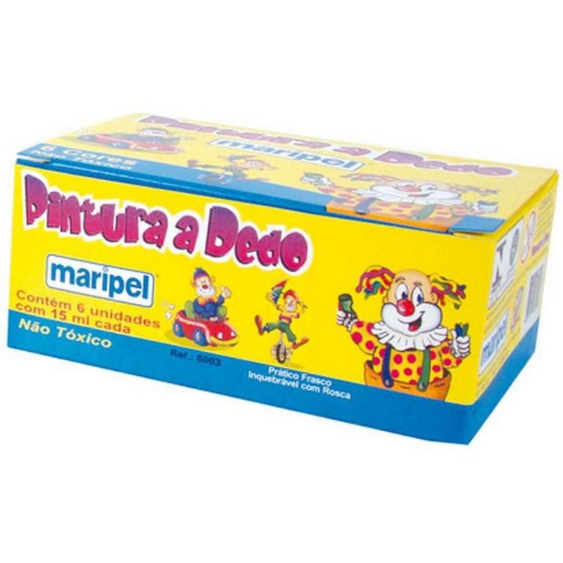 PINTURA A DEDO 6 CORES 15ML MARIPEL - REF 6003 - 1 UNIDADE