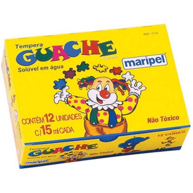 TINTA GUACHE 15ML 12 CORES MARIPEL - REF. 7112 - 1 UNIDADE