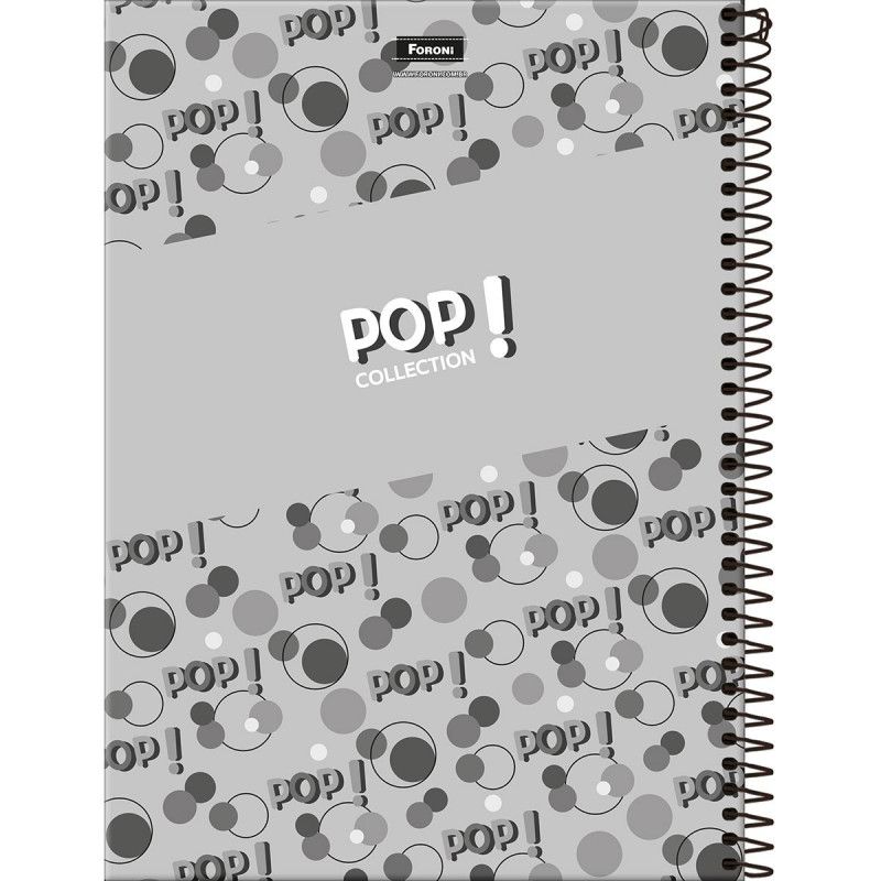 CADERNO 15 MATERIAS CAPA DURA 300 FOLHAS POP COLLECTION FORONI - REF. 8053 - PACOTE COM 2 UNIDADES