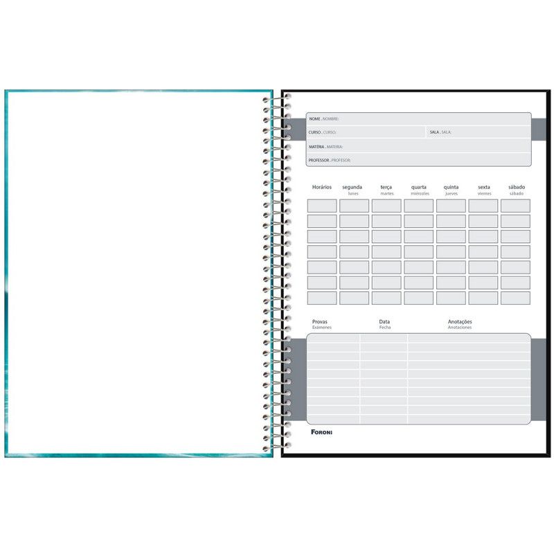 CADERNO 15 MATERIAS CAPA DURA 300 FOLHAS POP COLLECTION FORONI - REF. 8053 - PACOTE COM 2 UNIDADES